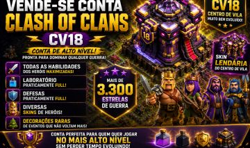 Conta cv 18, 99% maximizado, habilidades full, paisagem lendaria, diversas skins