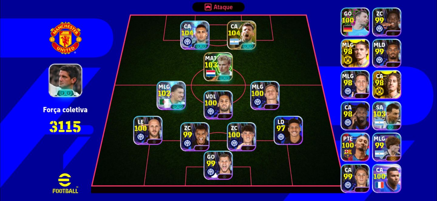 CONTA EFOOTBALL COM PACK DA INTER DE MILÃO | AGUERO | BERGKAMP