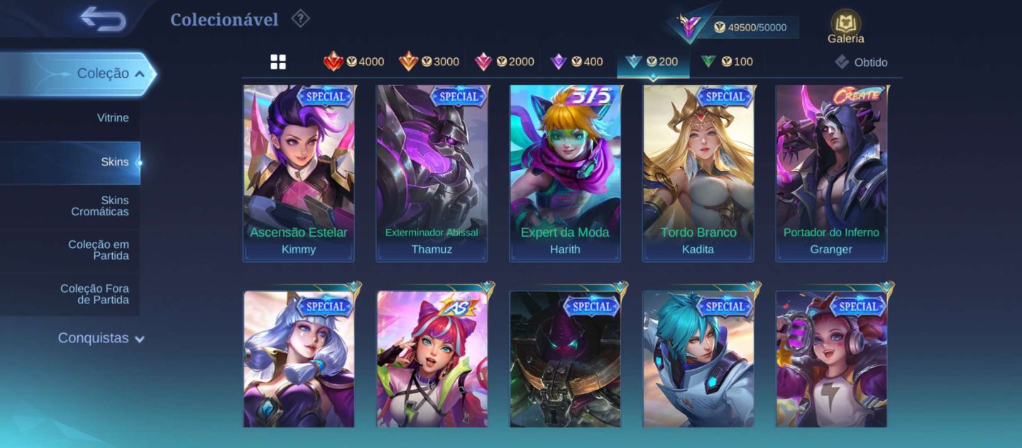 CONTA MOBILE LEGENDS RARA | 10 ANOS | 133 HERÓIS + 284 SKINS