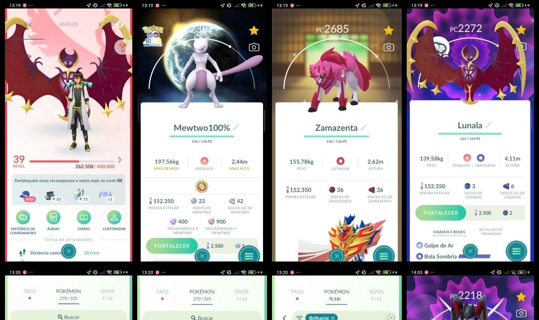 Nível 39! Mewtwo Armadura (Armored), Mewtwo 100% IV (Hundo), Lunala shiny Q216