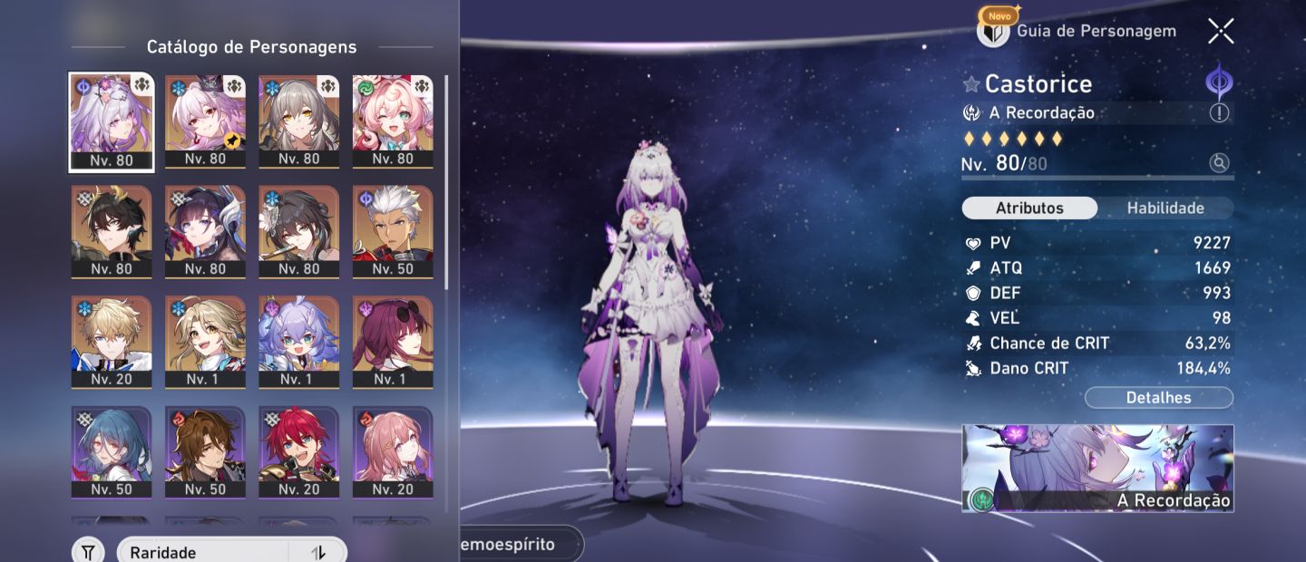 Conta hsr 9000 de jade Castorice+cone e noite eterna+cone