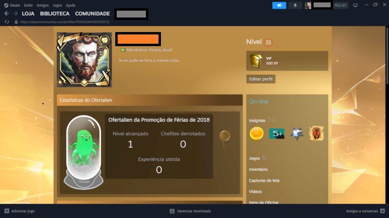 Conta Steam com insignea de 8 anos e medalha de serviço de 5 anos no CS-GO!!