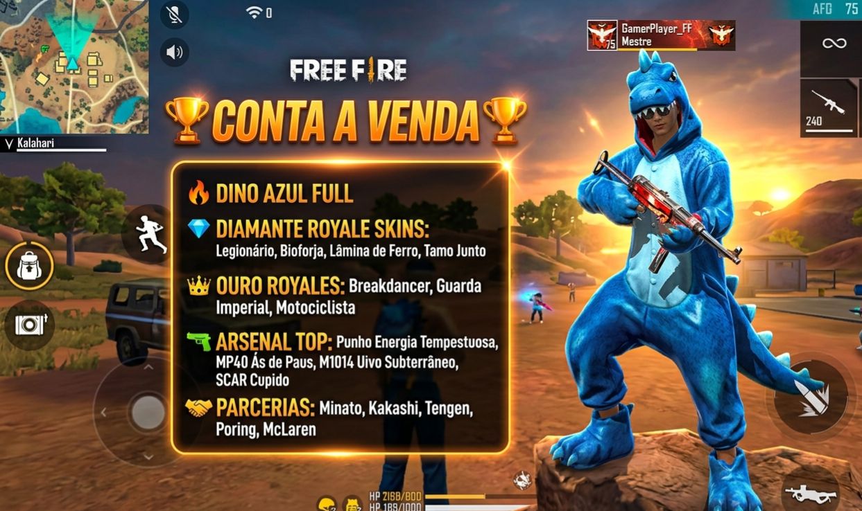 CONTA DE FREE FIRE ANTIGA COM DINO
