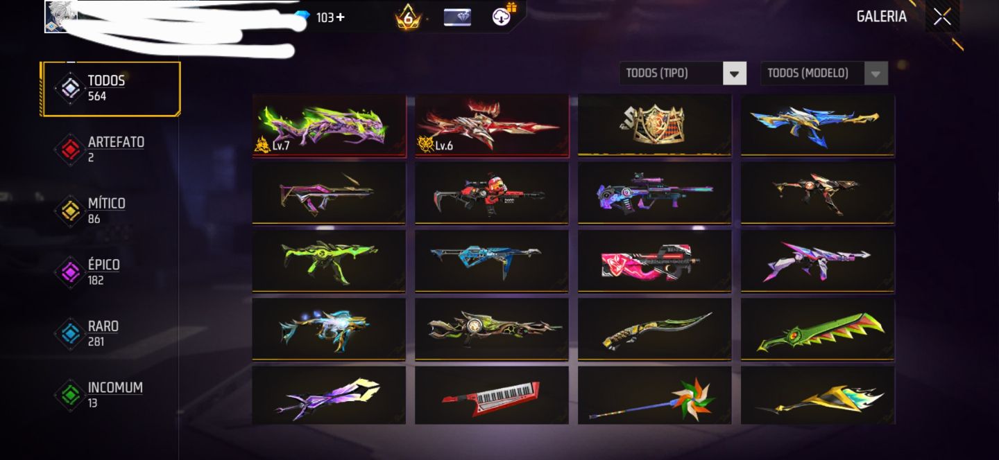 Conta de free fire com Angelical azul, duas evolutiva e punho um soco só Saitama
