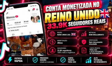Conta do TIkTok Monetizada no Reino Unido | 33.9K mil Seguidores Reais