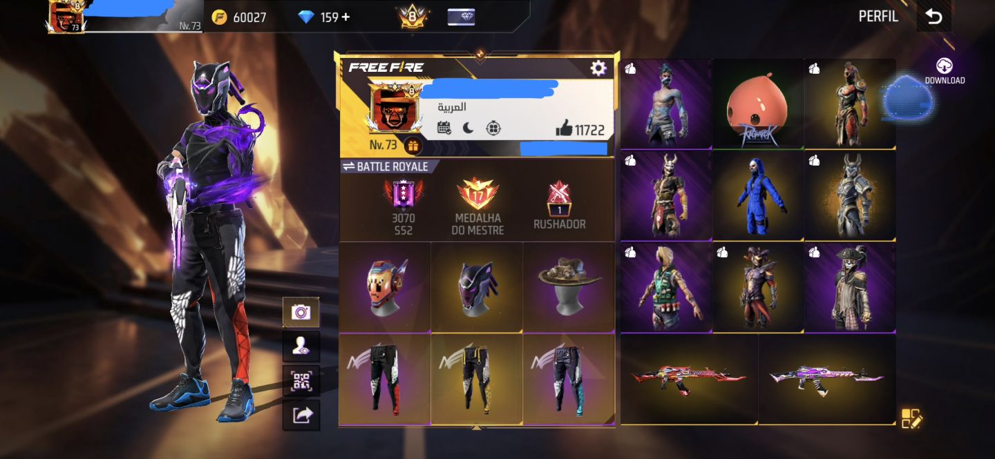 Aberto a Negociação! Conta Free Fire Prime 8, Passes 6,7,8,9,10, Full Angelical