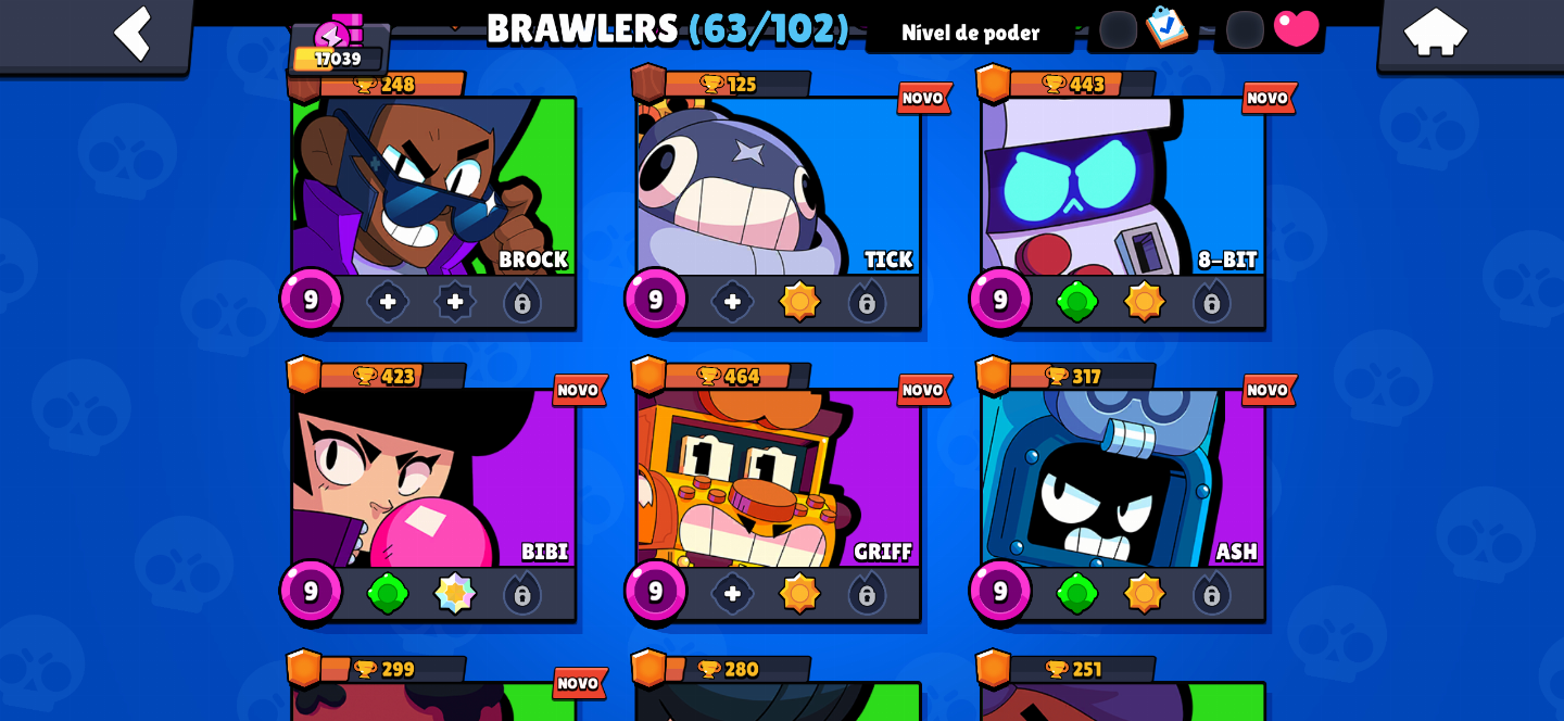 Conta de brawl stars com 1 prestigios e varios brawlers lendários e skins