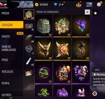 CONTA FREE FIRE - LVL 65 - ANTIGA