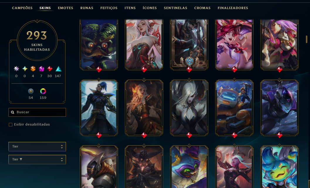 Conta LoL Nível 751 | 293 Skins | 4 Ultimates | Full Champs (mono WW)