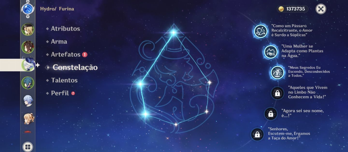 Promoção conta genshin impact Furina c3 + navia 2 passes e +90 dias de benção