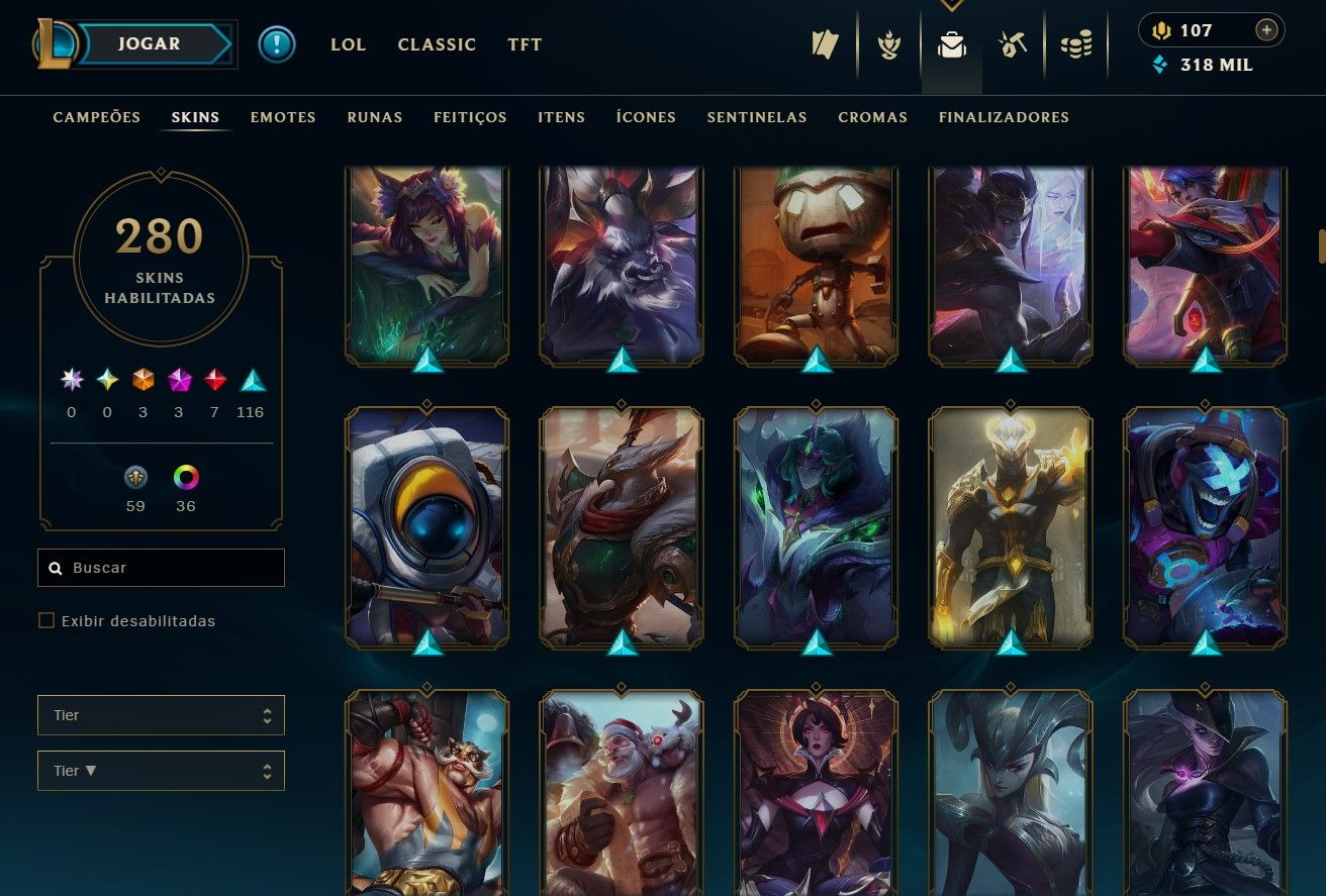 [ENTREGA AUTOMÁTICA] CONTA LOL E WILD RIFT 280 SKINS GOLD 4 97% WR 29W 1L