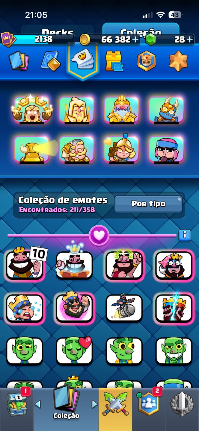 CONTA CLASH ROYALE! 14k+ já foi maior campeão. Cartas níveis top tier