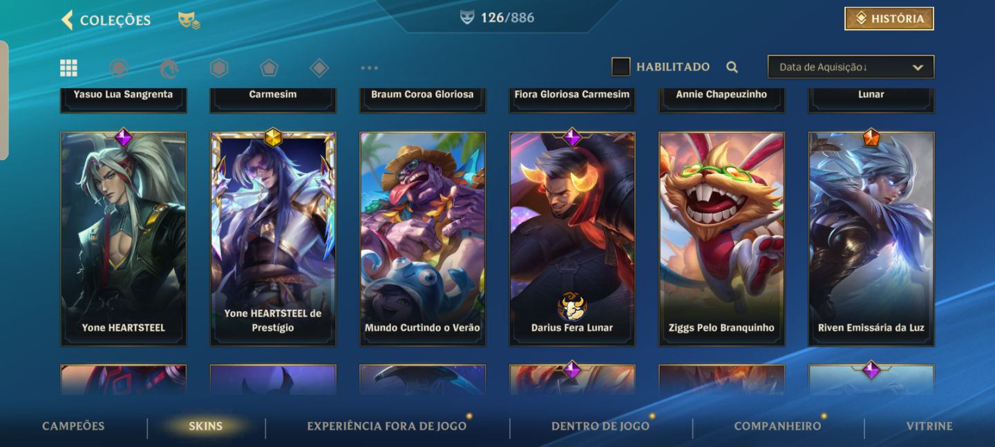 Conta com várias skins