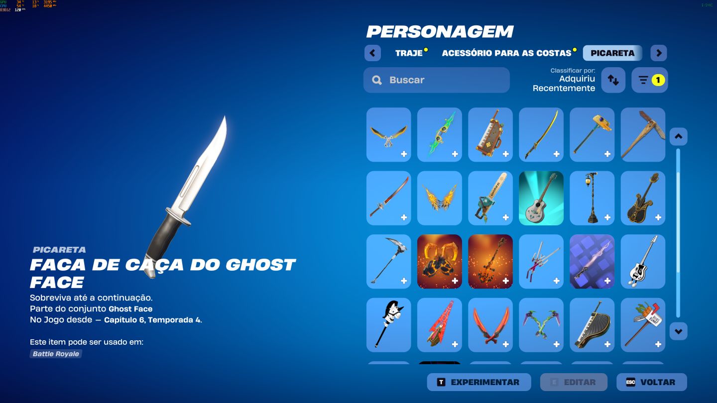 Conta fortnite com pacote ghostface pacote cartoon e creww