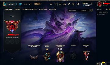 Conta lol nivel 874 com diversas skins de champions sentinela cromas 2kk de ZED.