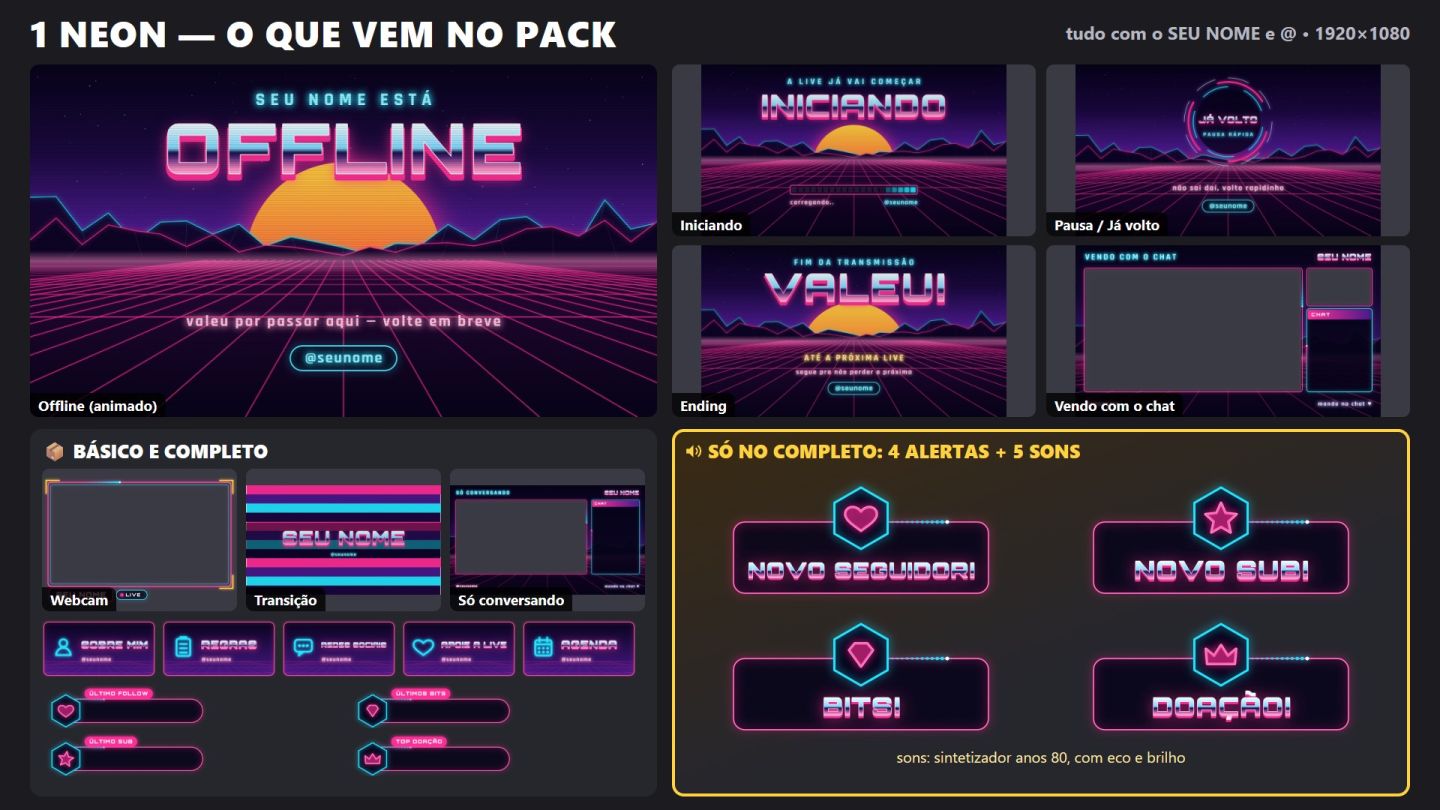 Overlay Twitch e Kick Animado com Seu Nome ou Tema Exclusivo | Alertas + Sons