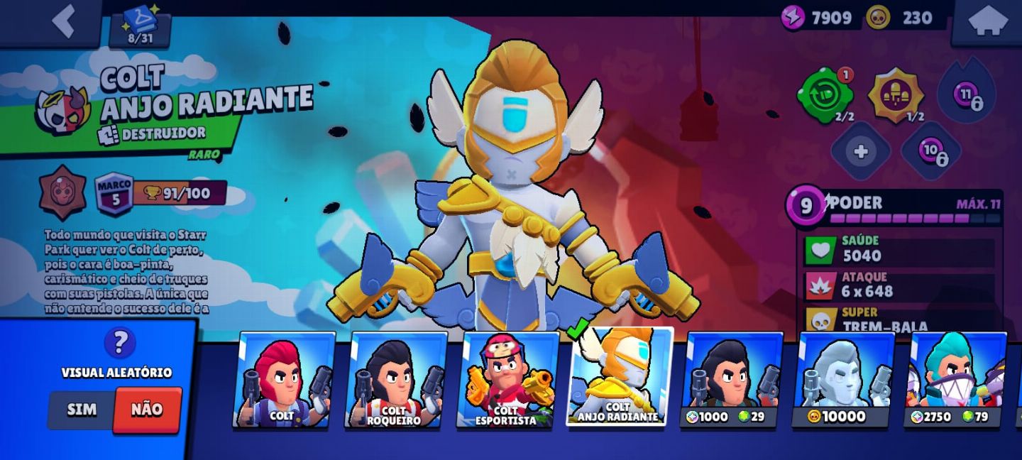 Conta brawl com varios lendarios e varias skins