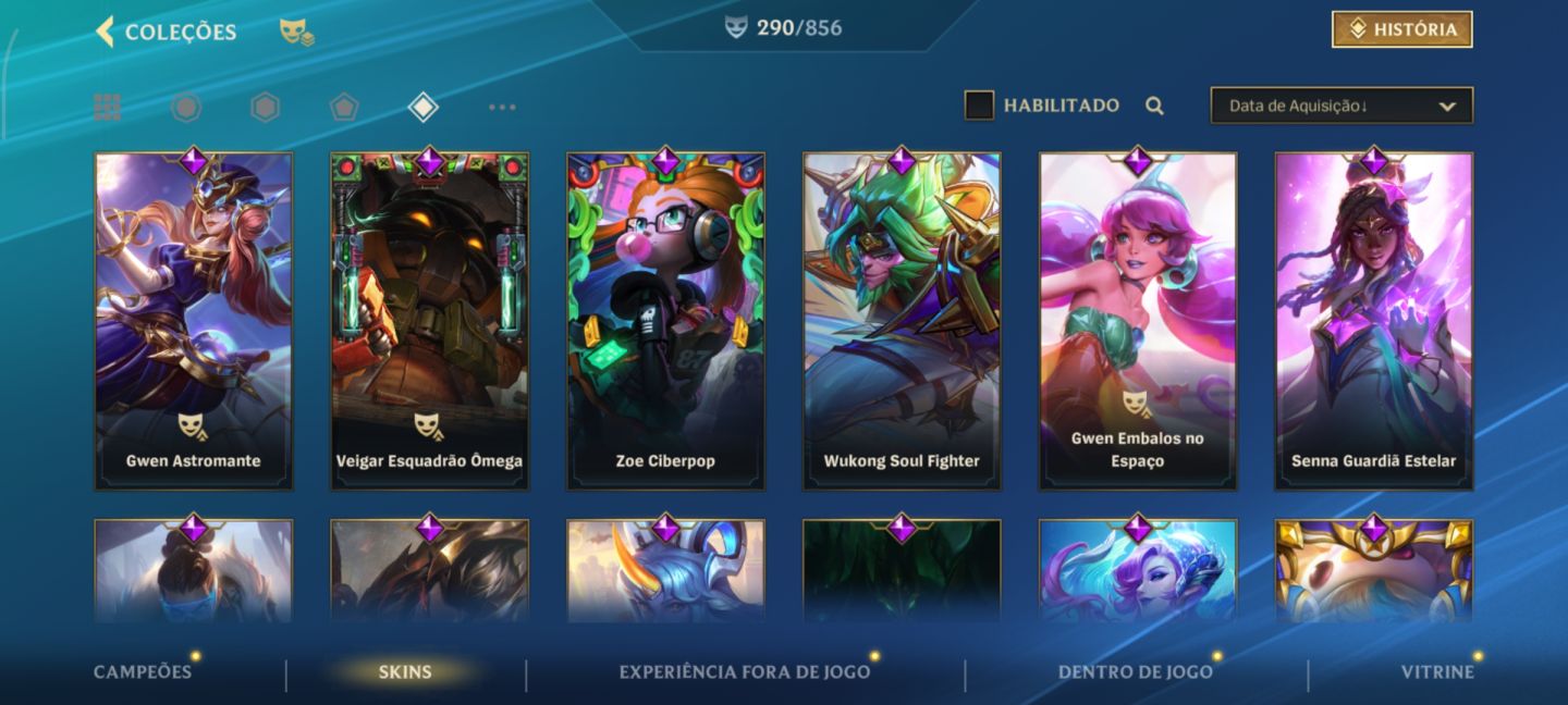 Conta Wild Rift Focada em ADCs 290 skins
