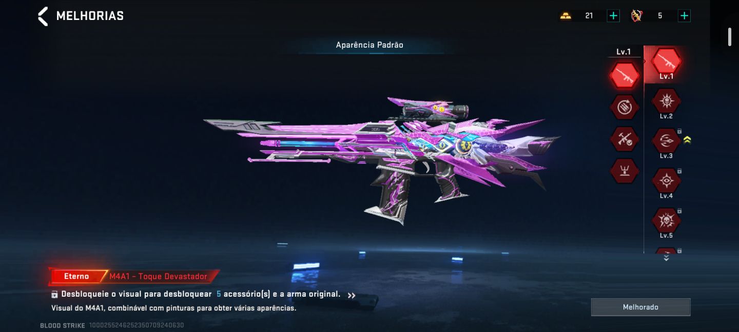 CONTAS BLOOD STRIKE LV1 COM ITENS NA CARTA/COMPRADOS