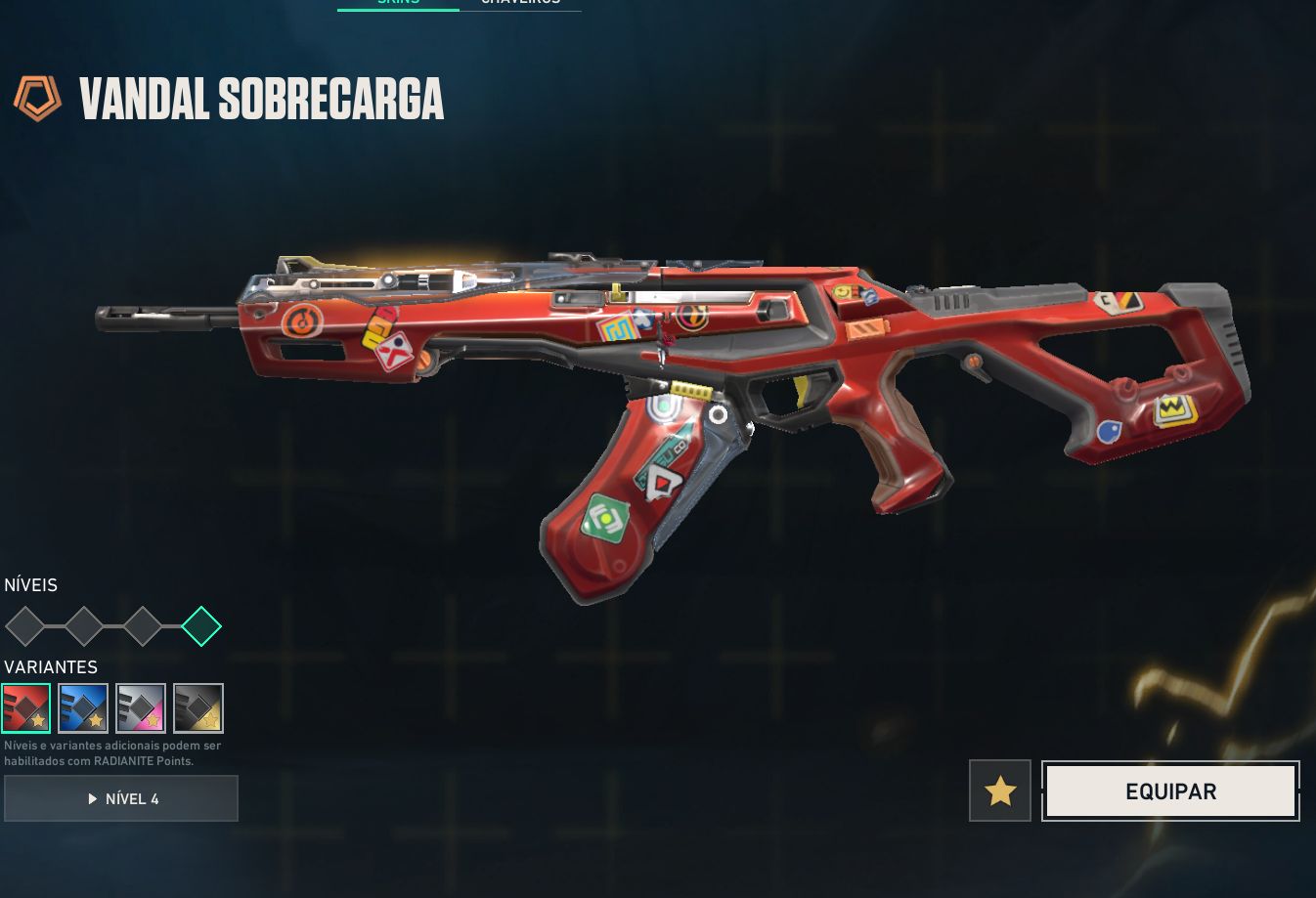 Conta valorant com4 vandal, 2 phantom, 1 faca, 2 guardian, 1 buldogg, 1 op, etc.