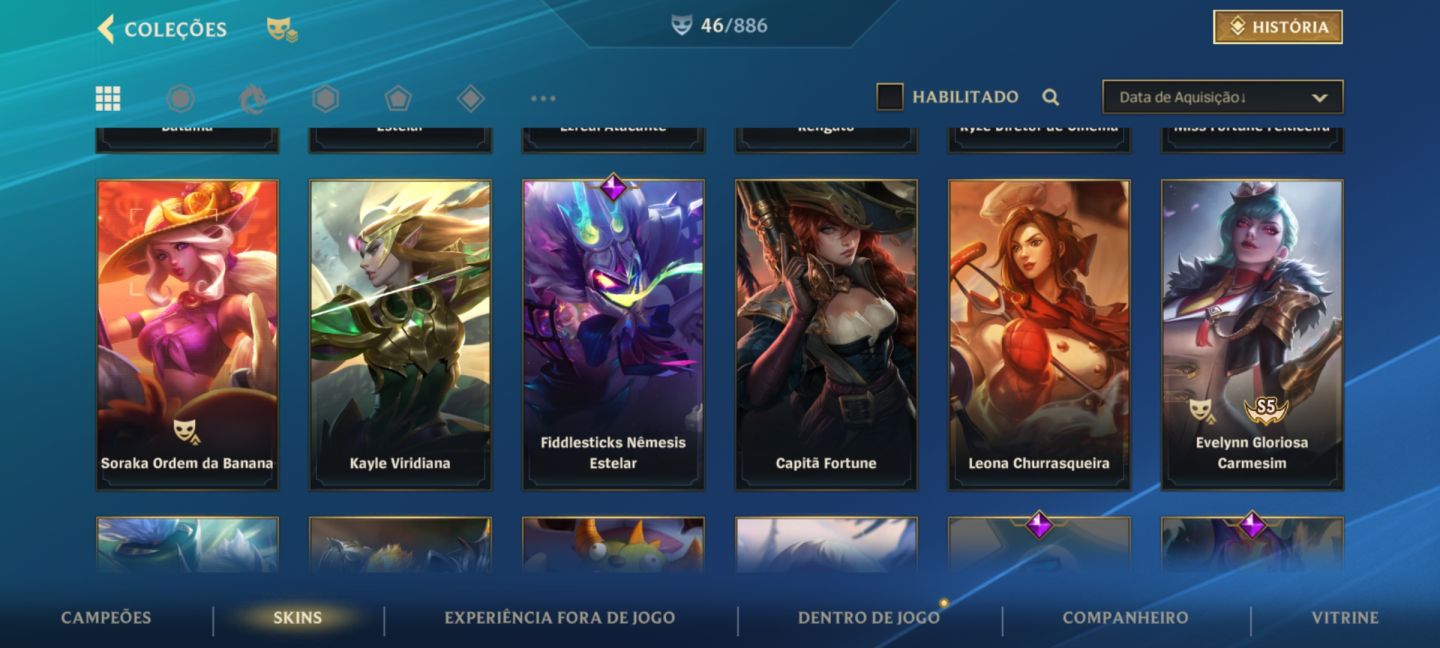 Conta com todas skin da miss Fortune