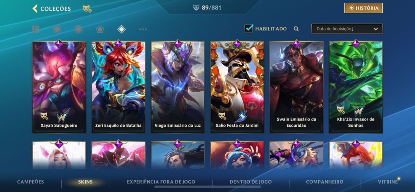 Conta skins raras, passes raros