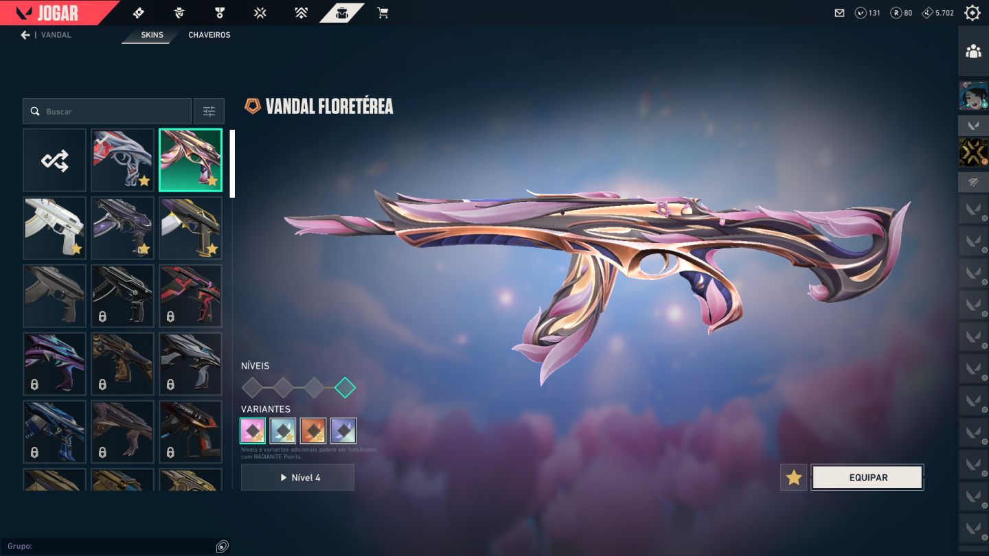 Conta valorant com varias skins com gaia e canivete singuralidade