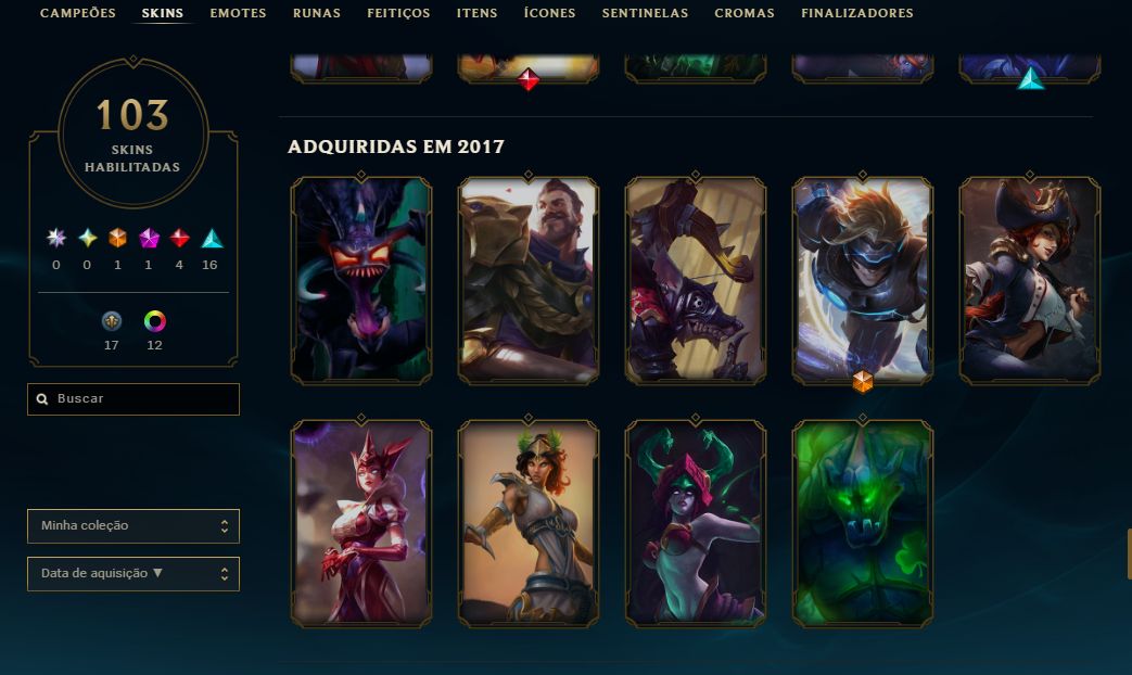 Conta lol 2012 - 103 Skins