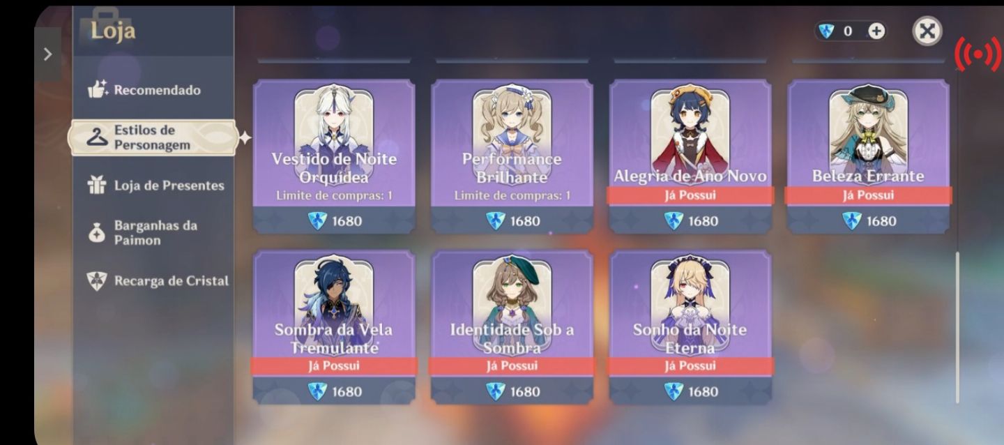 Conta Genshin Impact AR60, 64 PERSONAGENS
