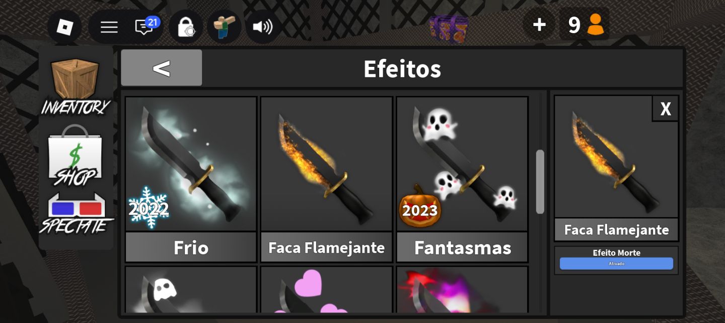 CONTA DE ROBLOX COM MUITA SKINS E UPADA NO MM2