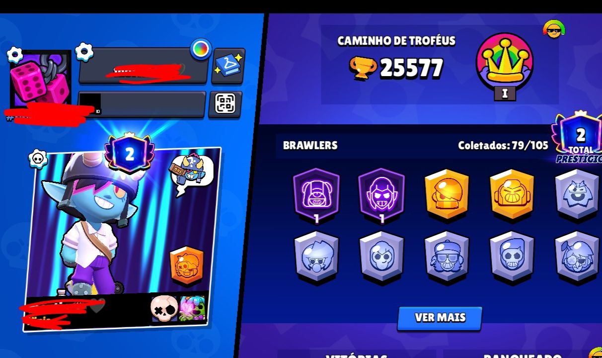 Brawl Stars | 25K Troféus | 79 Brawlers | 9 Skins Lendárias