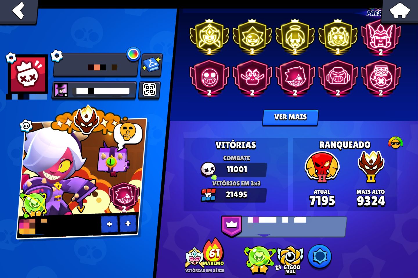 CONTA RARA, 148K TROFEUS +600 SKINS,FAMA ALIEN II, FULL BRAWLERS, FULL BUFFIES