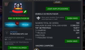 Conta de mtc no precinho,conta tag lenda muitos personagens 7 estrelas