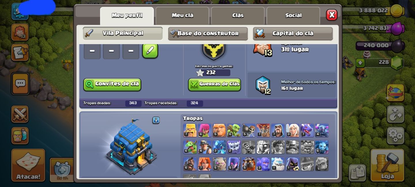 Contas de clash of clans cv12 a cv11
