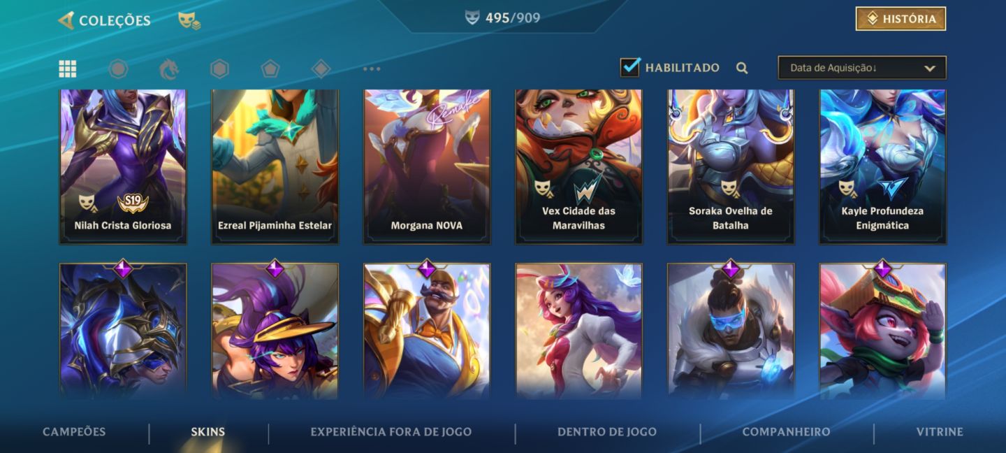 CONTA WILD RIFT FULL SKIN, Basicamente todos os champs tem skin