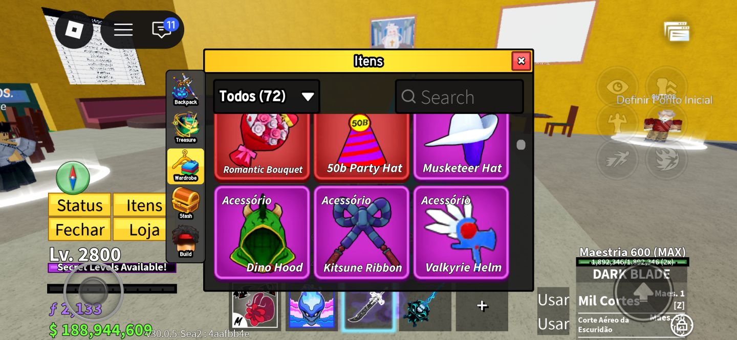 CONTA BLOX FRUITS GEMADA ANTIGA - Upada em outros jogos e muita skin