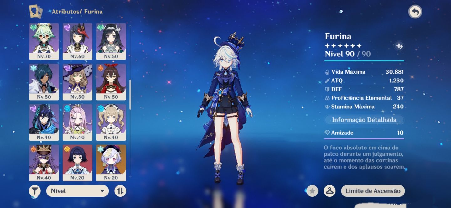 Conta de Genshin Impact com Furina C3, Citlali e assinatura, Nicole e muito mais