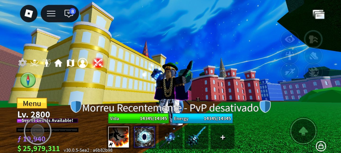 CONTA BLOX FRUITS LV 2800 + PERMANENTES + 6 MÍTICAS NO INVENTÁRIO