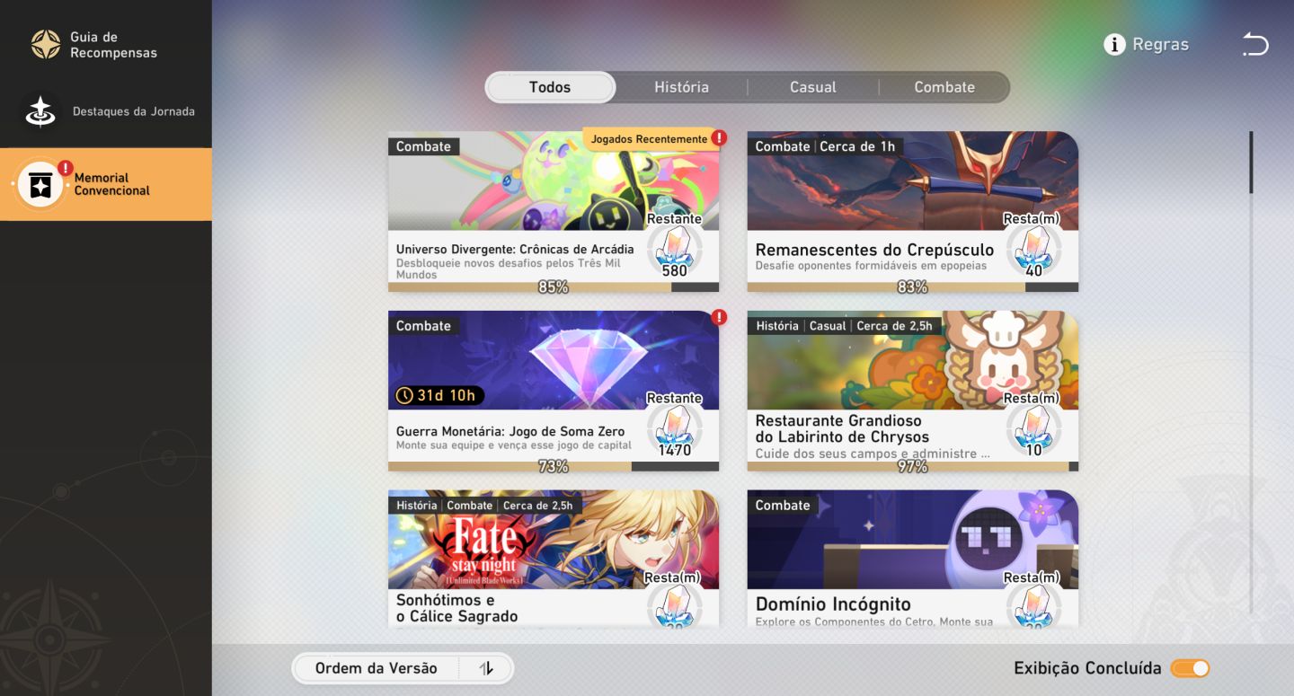 CONTA HONKAI ENDGAME SABER E6 CASTORICE E EVERNIGHT E2 FIREFLY E2 - 108 TIROS