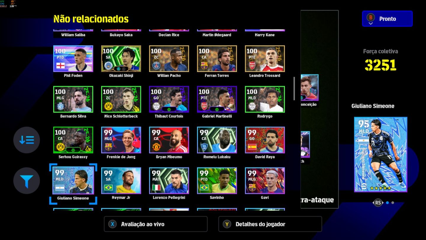 Conta PC Steam Del Piero Blitz 107, Zola Blitz 107, Maldini 109, CR7 107 e CIA