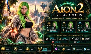 AION 2 | Conta Chanter, CP 135,8k ,GS 2600, Elyos - Serve Ariel - 2 alts