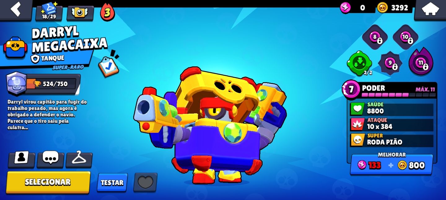 Conta de brawl stars com 54495 troféus, 108 brawlers, fama solar, e skins raras