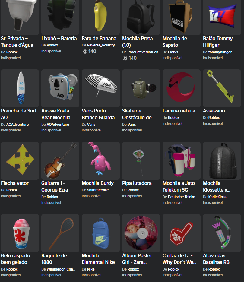 ROBLOX COM VARIOS ITENS EM JOGOS DIFERENTES E CAMISA DE 17K+
