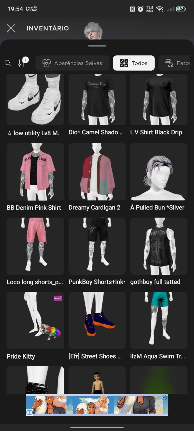 Conta IMVU, masculina com mais de 150 ítens (preço negociável)