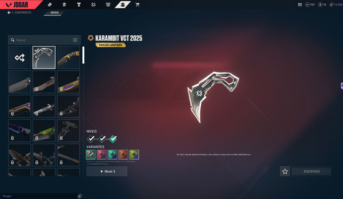 CONTA VALORANT | KARAMBIT VCT 2025 + KURONAMI + PRELÚDIO + RECONHECIMENTO