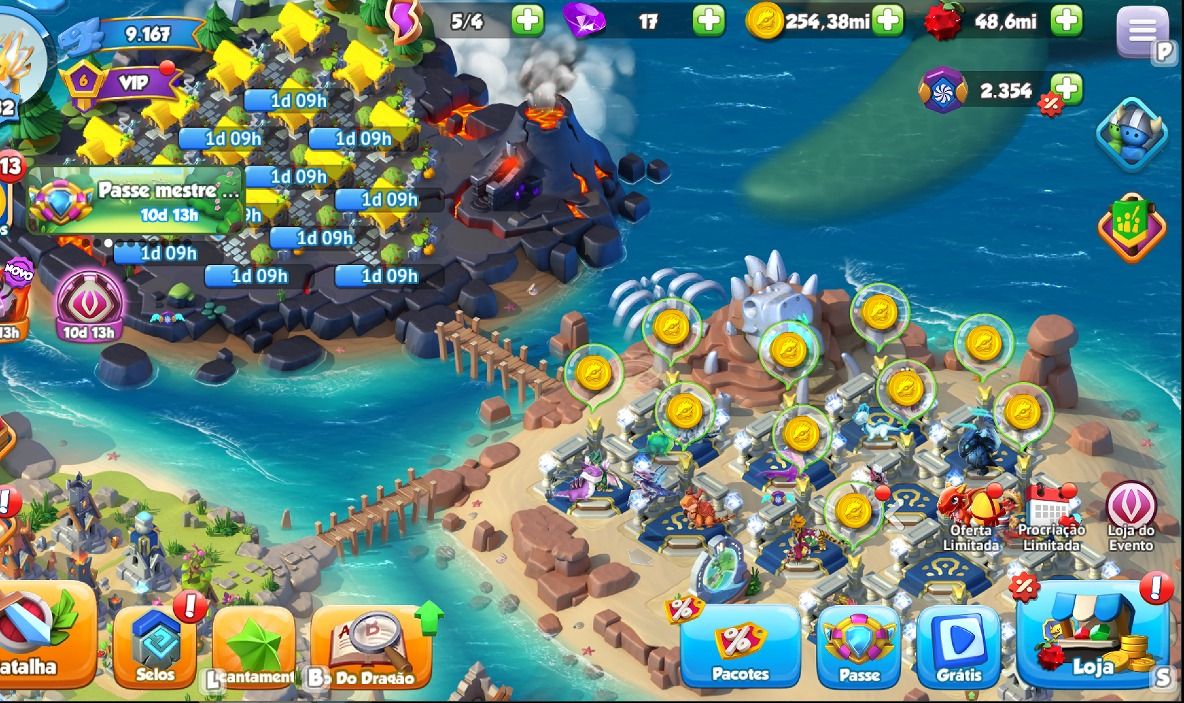 CONTA DRAGON MANIA DRAGAO NIVEL 103 COM 45MILHOES DE COMIDA RESTANTE