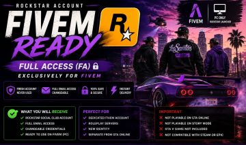 FiveM Ready Rockstar Account FA | Full Access | Fresh | Delivery flash