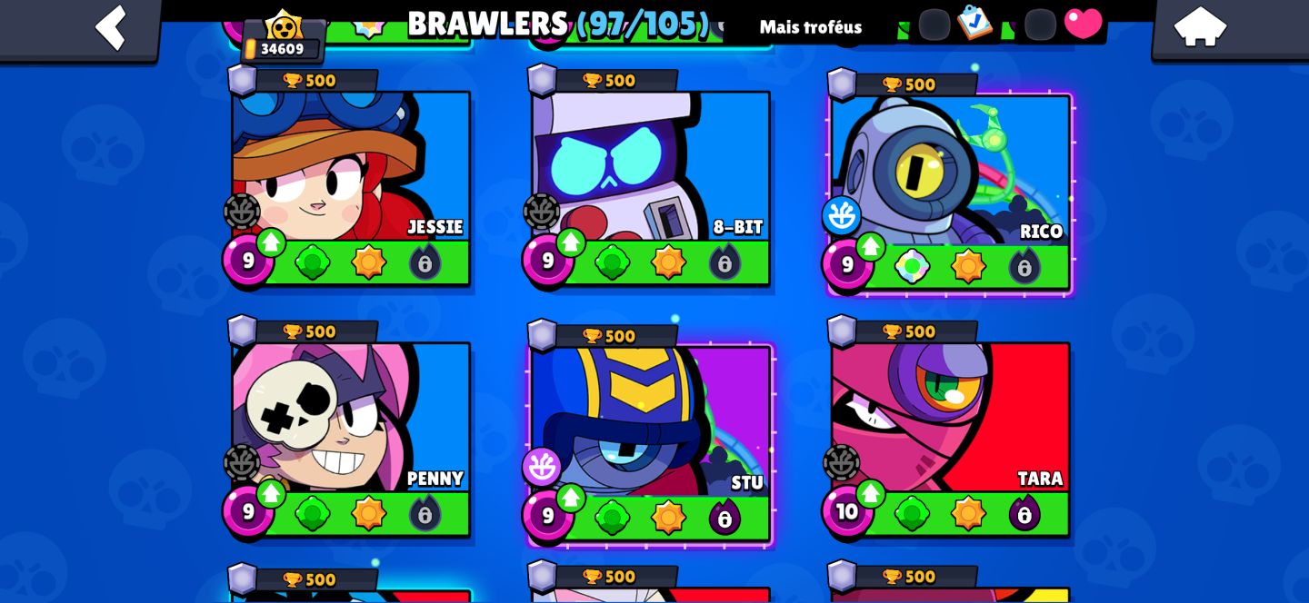 BRAWL STARS | 34K TROFÉUS | 97 BRAWLERS | 231 SKINS | CONTA COMPLETA