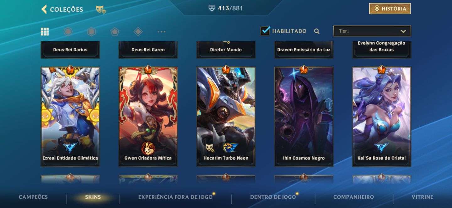 CONTA WILDRIFT FULL CHAMPS, 414 SKINS, EMOTE 20K WC EX CHALLENGER