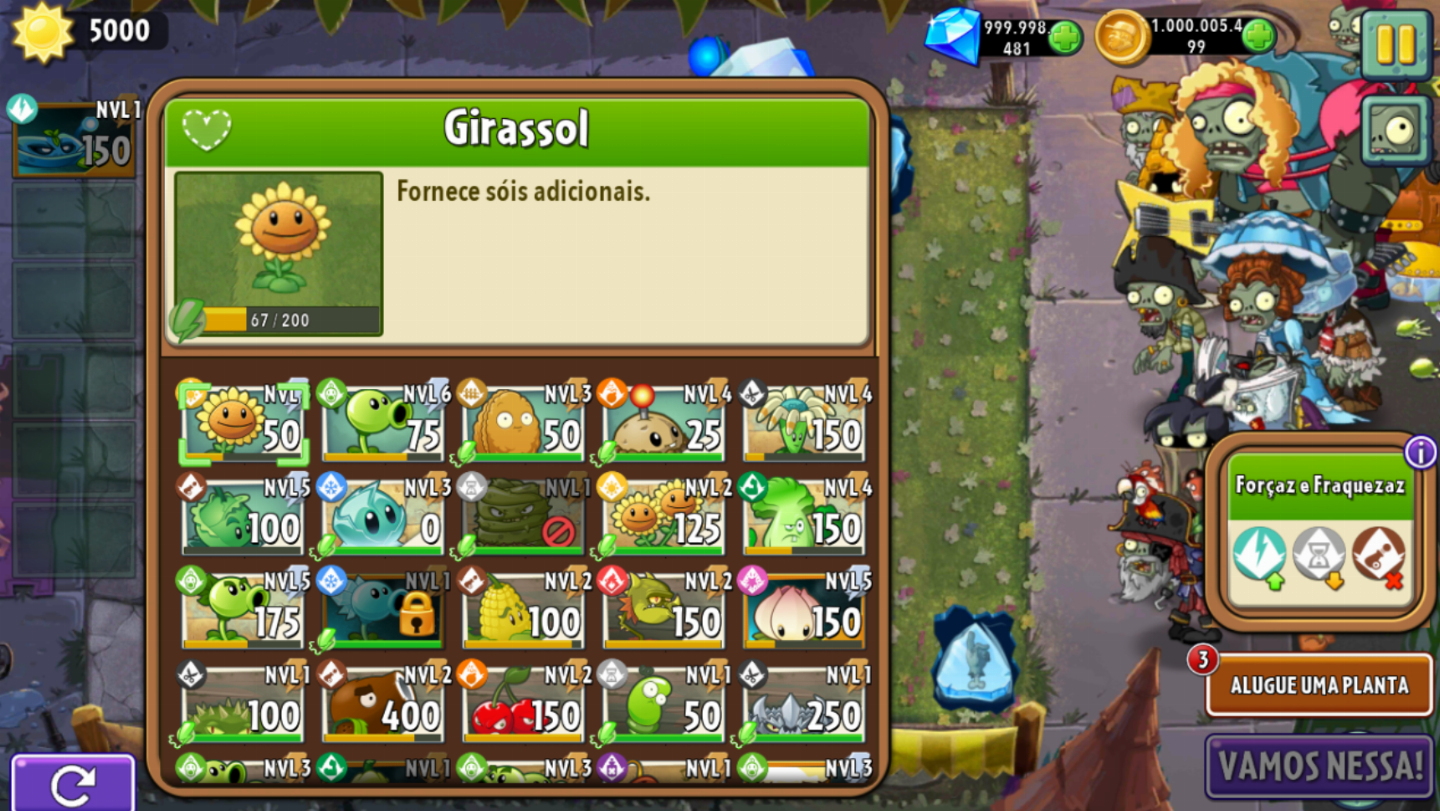 PLANTS VS ZOMBIES 2 | GEMAS + MOEDAS + DOCES | ANDROID & IOS | ENTREGA RÁPIDA